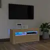 Image de vidaXL Meuble TV avec lumières LED chêne sonoma 90x35x40 cm