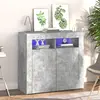 Image de vidaXL Buffet avec lumières LED gris béton 80x35x75 cm