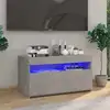 Image de vidaXL Meuble TV avec lumières LED Gris béton 75x35x40 cm