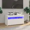 Image de vidaXL Meuble TV avec lumières LED Blanc brillant 75x35x40 cm
