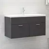 Image de vidaXL Armoire d'évier Gris brillant 90x38,5x46 cm Bois d’ingénierie