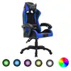 Image de vidaXL Fauteuil de jeux vidéo avec LED RVB Bleu et noir Similicuir