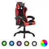 Image de vidaXL Fauteuil de jeux vidéo avec LED RVB Rouge et noir Similicuir