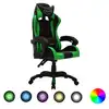 Image de vidaXL Fauteuil de jeux vidéo avec LED RVB Vert et noir Similicuir