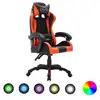 Image de vidaXL Fauteuil de jeux vidéo avec LED RVB Orange et noir Similicuir