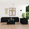 Image de vidaXL Salon de jardin 7 pcs avec coussins Résine tressée Noir