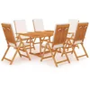 Image de vidaXL Ensemble à manger de jardin 7 pcs coussins Bois de teck massif