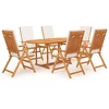 Image de vidaXL Ensemble à manger de jardin 7 pcs coussins Bois de teck massif