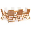 Image de vidaXL Ensemble à manger de jardin 9 pcs coussins Bois de teck massif