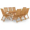 Image de vidaXL Ensemble à manger de jardin 9 pcs Bois de teck massif