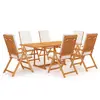 Image de vidaXL Ensemble à manger de jardin 7 pcs coussins Bois de teck massif