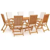 Image de vidaXL Ensemble à manger de jardin 9 pcs coussins Bois de teck massif