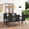 Image de vidaXL Ensemble à manger de jardin 7 pcs noir
