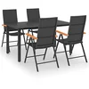 Image de vidaXL Ensemble à manger de jardin 5 pcs noir et marron