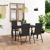 Image de vidaXL Ensemble à manger de jardin 5 pcs noir et marron