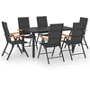Image de vidaXL Ensemble à manger de jardin 7 pcs noir et marron