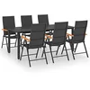 Image de vidaXL Ensemble à manger de jardin 7 pcs noir et marron