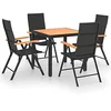 Image de vidaXL Ensemble à manger de jardin 5 pcs noir et marron