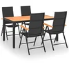 Image de vidaXL Ensemble à manger de jardin 5 pcs noir et marron