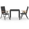 Image de vidaXL Ensemble à manger de jardin 3 pcs noir et marron