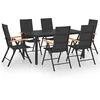 Image de vidaXL Ensemble à manger de jardin 7 pcs noir et marron