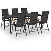 Image de vidaXL Ensemble à manger de jardin 7 pcs noir et marron