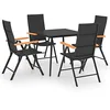 Image de vidaXL Ensemble à manger de jardin 5 pcs noir et marron