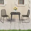 Image de vidaXL Ensemble à manger de jardin 3 pcs PVC résine tressée noir
