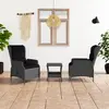 Image de vidaXL Salon de jardin avec coussins 3 pcs résine tressée gris foncé