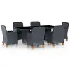 Image de vidaXL Ensemble à manger d'extérieur et coussins 7 pcs résine tressée