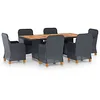 Image de vidaXL Ensemble à manger d'extérieur 7pcs et coussins résine tressée
