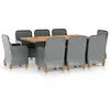 Image de vidaXL Ensemble à manger d'extérieur et coussins 9 pcs résine tressée