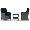Image de vidaXL Salon de jardin 3 pcs avec coussins Résine tressée Gris foncé
