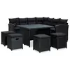 Image de vidaXL Salon de jardin 6 pcs avec coussins résine tressée noir
