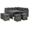 Image de vidaXL Salon de jardin 6 pcs avec coussins résine tressée gris