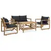 Image de vidaXL Salon de jardin 4 pcs avec coussins Bambou