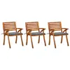 Image de vidaXL Chaises à manger de jardin avec coussins lot de 3 Acacia massif