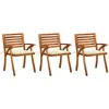 Image de vidaXL Chaises à manger de jardin avec coussins lot de 3 Acacia massif