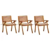 Image de vidaXL Chaises à manger de jardin avec coussins lot de 3 Acacia massif
