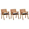 Image de vidaXL Chaises à manger de jardin avec coussins lot de 3 Acacia massif