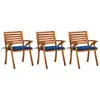 Image de vidaXL Chaises à manger de jardin avec coussins lot de 3 Acacia massif