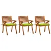 Image de vidaXL Chaises à manger de jardin avec coussins lot de 3 Acacia massif