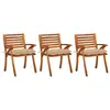 Image de vidaXL Chaises à manger de jardin avec coussins lot de 3 Acacia massif