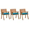 Image de vidaXL Chaises à manger de jardin avec coussins lot de 3 Acacia massif