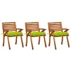 Image de vidaXL Chaises à manger de jardin avec coussins lot de 3 Acacia massif