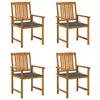 Image de vidaXL Chaises de jardin avec coussins lot de 4 Bois d'acacia massif