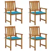 Image de vidaXL Chaises de jardin avec coussins lot de 4 Bois d'acacia massif