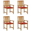Image de vidaXL Chaises de jardin avec coussins lot de 4 Bois d'acacia massif