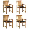 Image de vidaXL Chaises de jardin avec coussins lot de 4 Bois d'acacia massif