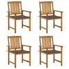 Image de vidaXL Chaises de jardin avec coussins lot de 4 Bois d'acacia massif
